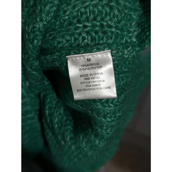 Hippie Rose Womens Green Knit V-Neck Pullover Sweater Criss Cross Back Size M - Picture 8 of 8
